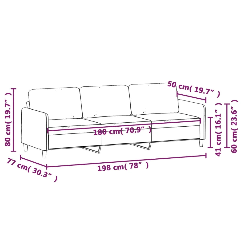 Divano a 3 Posti-Sofa 3 Posti Grigio Chiaro 180 cm in Velluto 286656