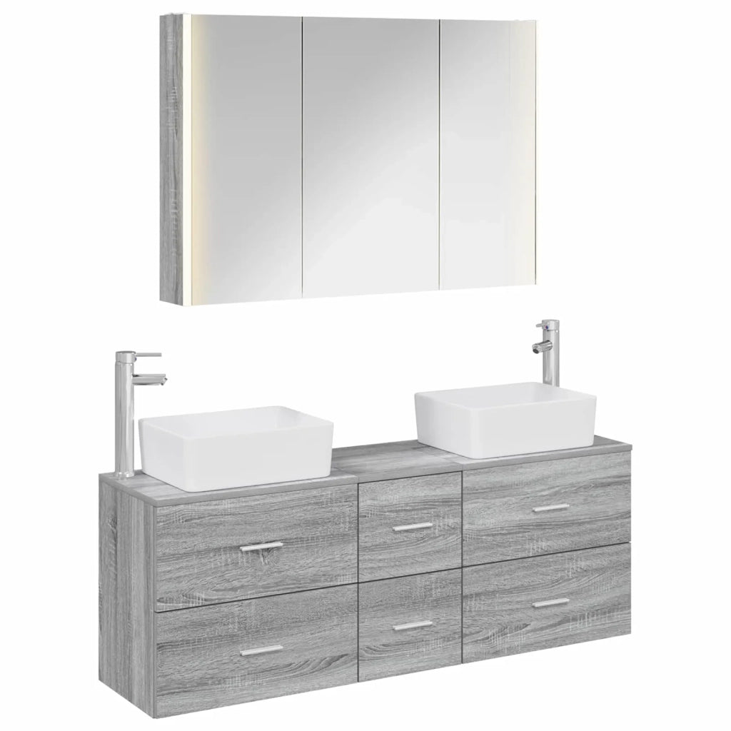 Set di mobili per il bagno 4 pz Sonoma grigio 3406868