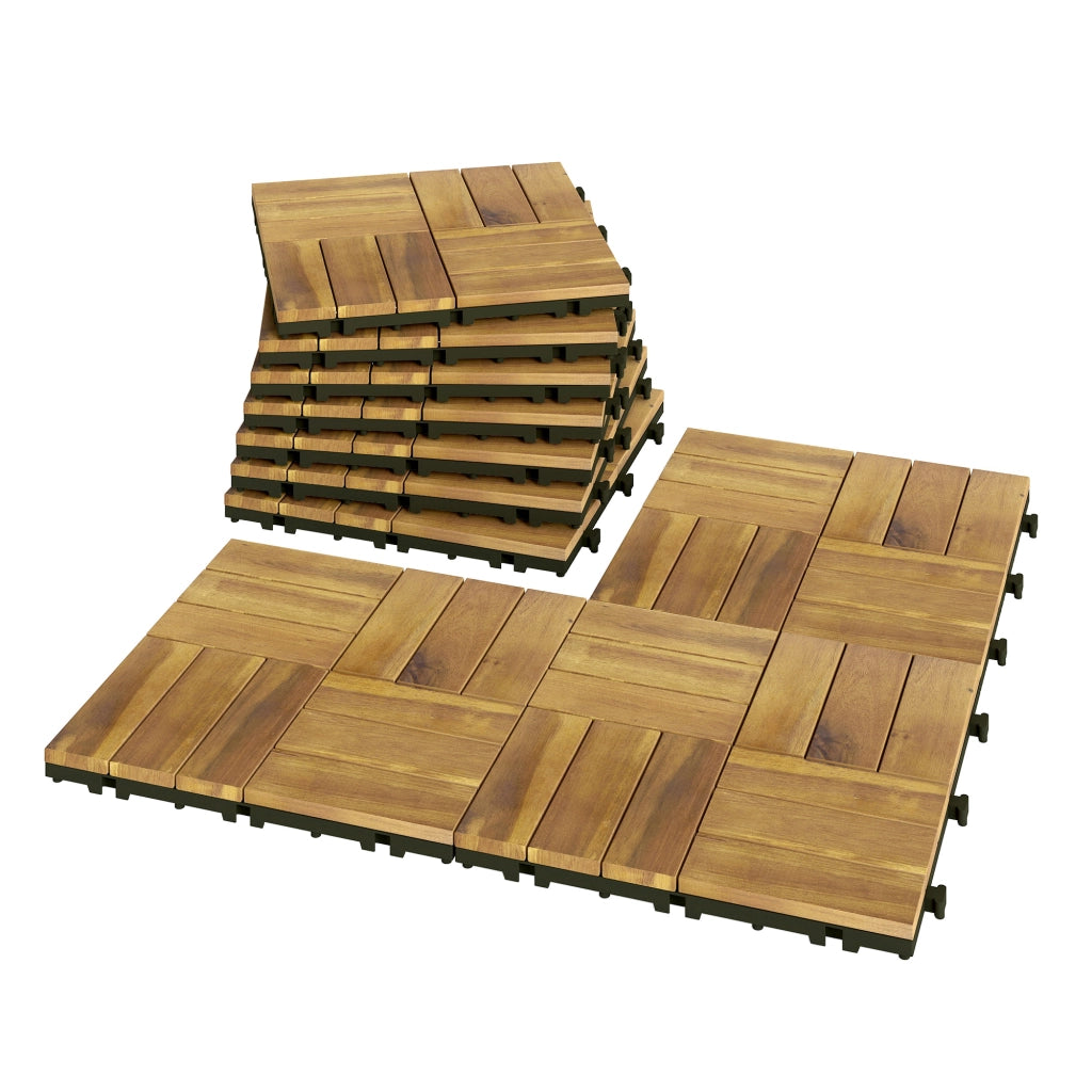Set 10 Pezzi Tavole Parquet Giardino 31x31 cm ¨C Minimal ¨C Legno Naturale 0.91 m2