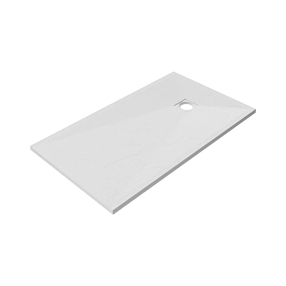 Piatto doccia rettangolare 80x130 cm in marmoresina bianco effetto pietra h3 cm | Milos
