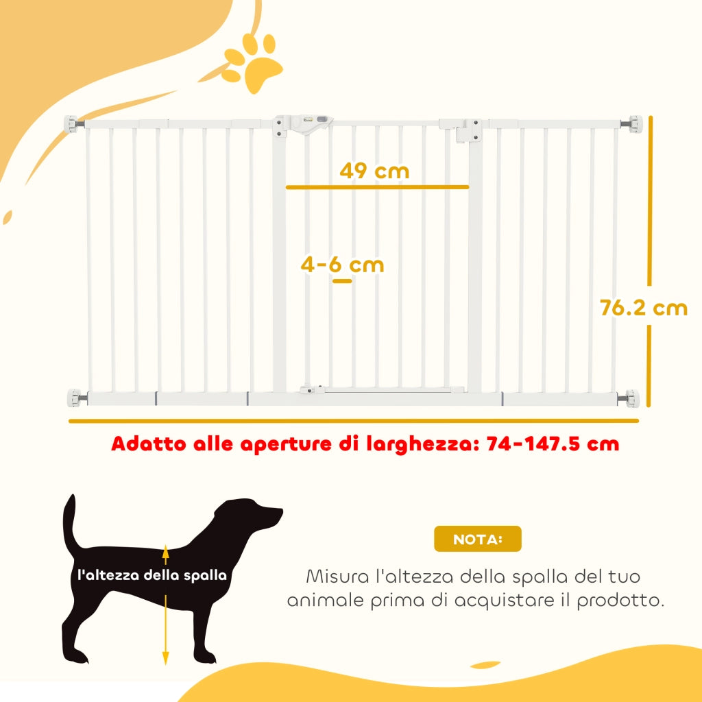 Cancelletto di Sicurezza per Cani Estensibile ¨C Xylo ¨C 74-148 cm Bianco