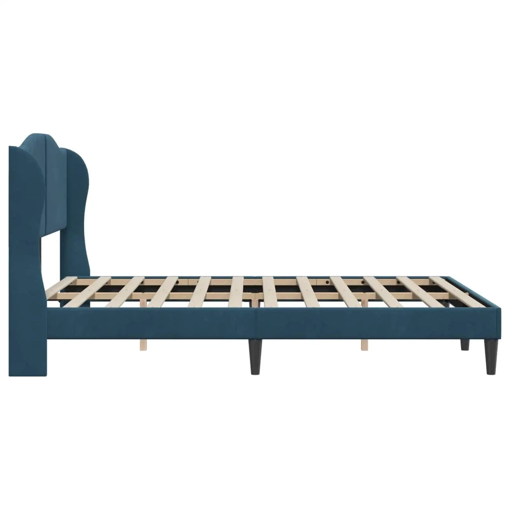 Struttura del letto con testiera-Giroletto Blu 140 x 190 cm Velluto 734335