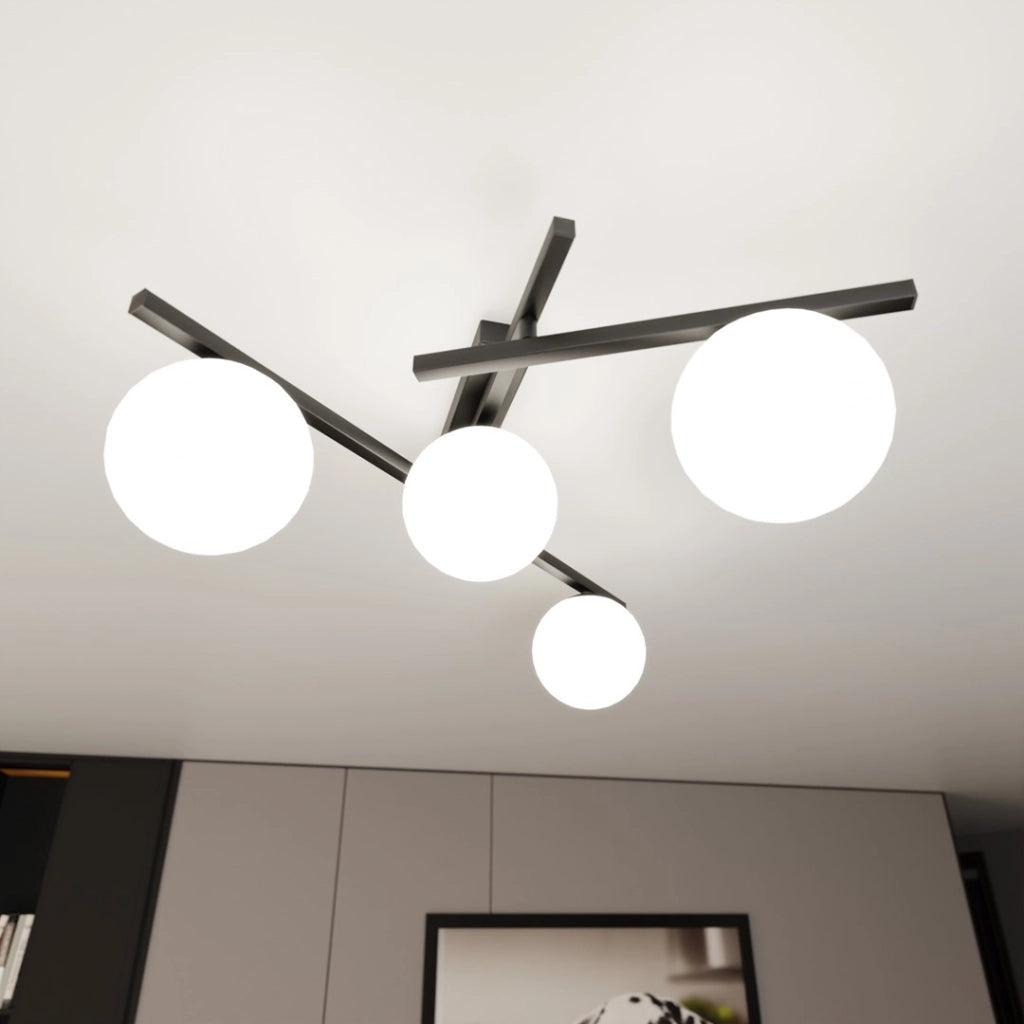 Emibig plafoniera SMART 4 luci E14 nero/opal metallo