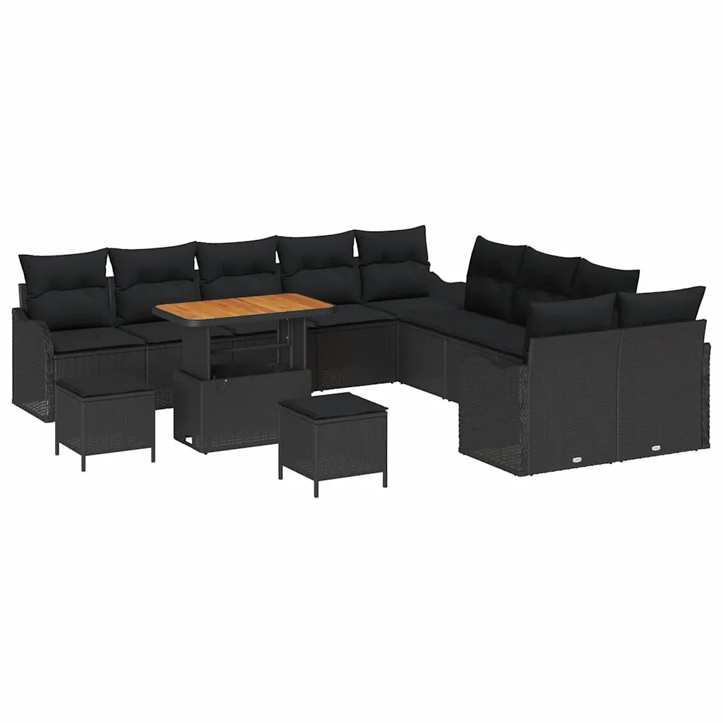 Set Divano da Giardino 13 pcs Nero polyrattan 3362324