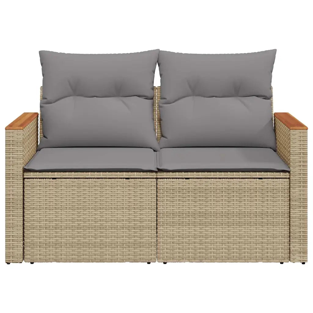Divano da Giardino con Cuscini a 2 Posti Beige in Polyrattan 366109