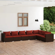 Set Divani da Giardino 7 pz con Cuscini in Polyrattan Marrone 3101739