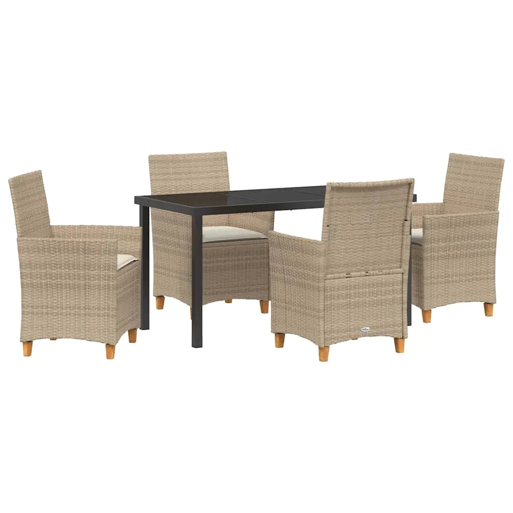 Set da Pranzo per Giardino 5 pz Beige polyrattan 3381081