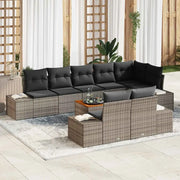 Set Divano da Giardino con cuscino 9 pcs Grigio polyrattan 3347972