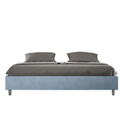 BS COM Letto matrimoniale king size contenitore imbottito 200x200 microfibra azzurro
