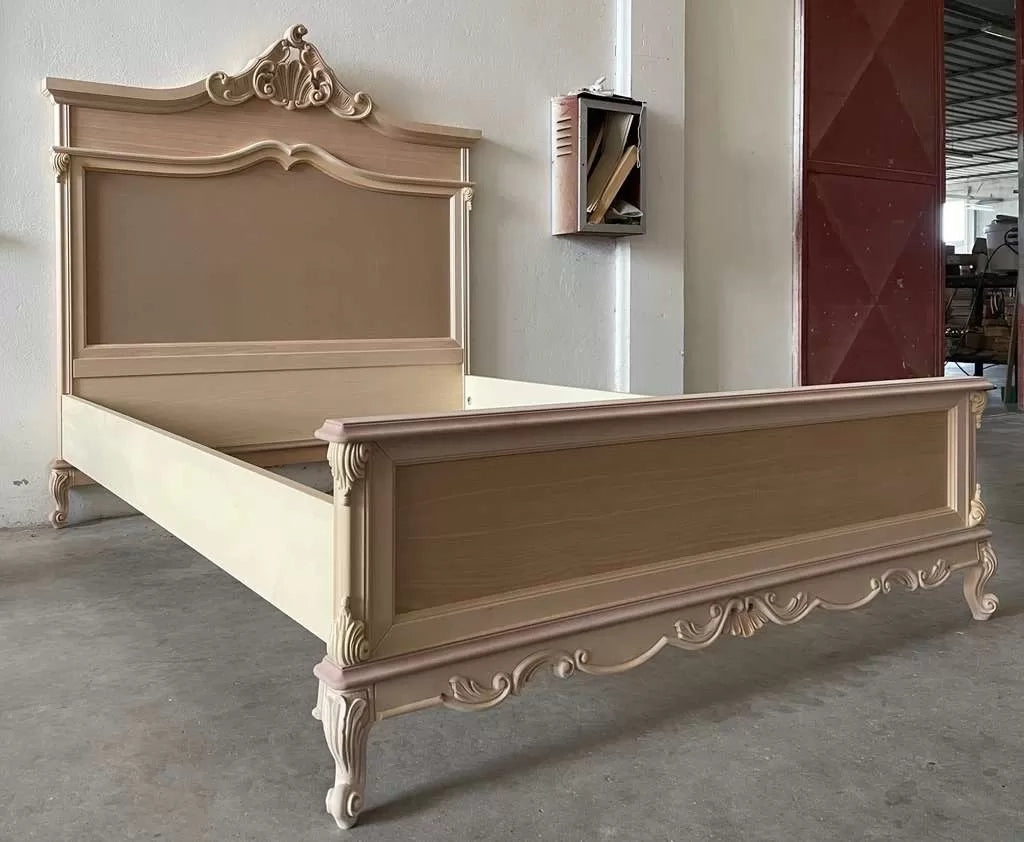 Letto 2 piazze 1 piazza e mezza classico barocco legno grezzo - Mobili 2G