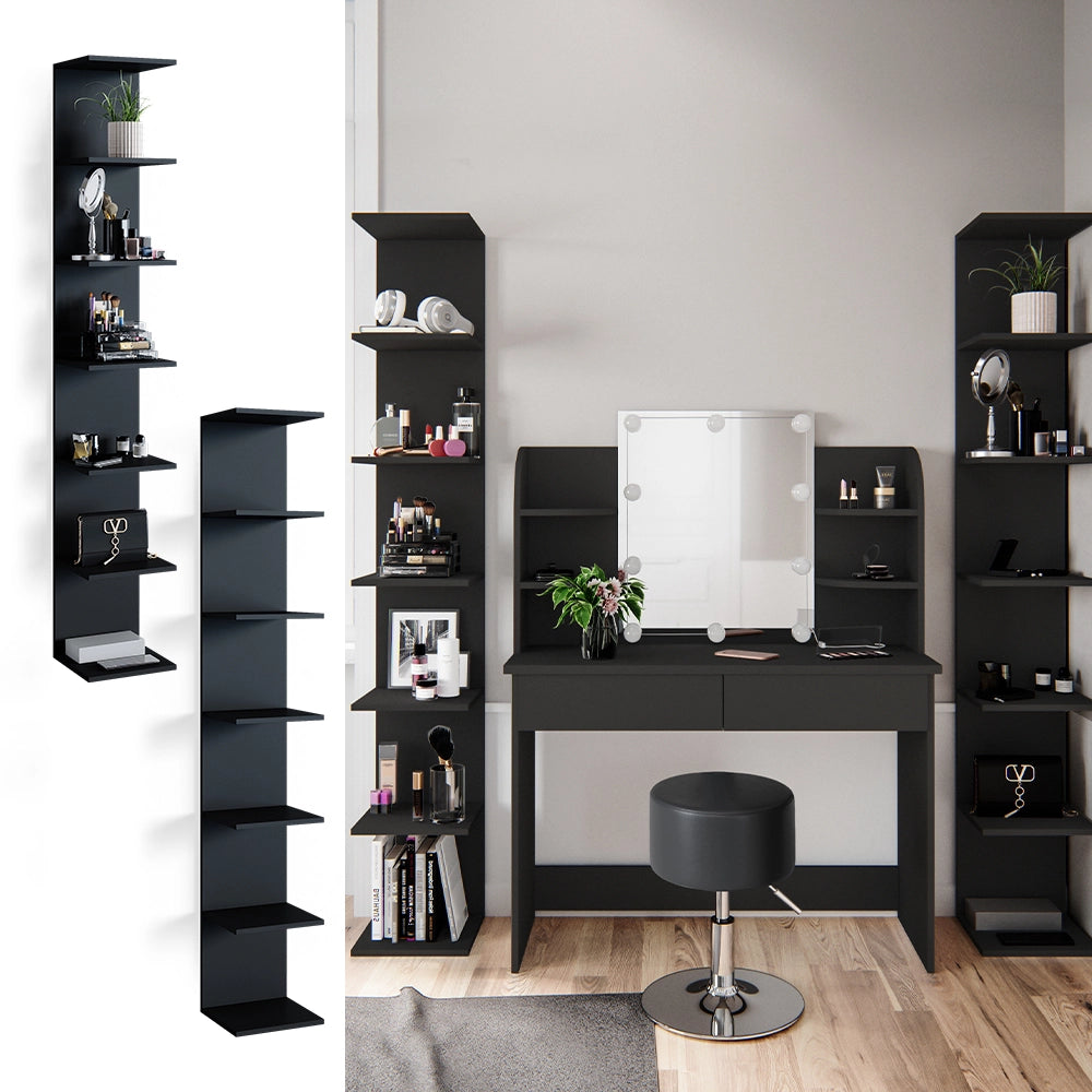 Vicco Libreria da parete Nero 30 x 190 cm aperto