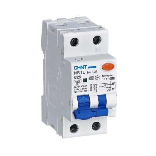 CHINT CHT203329 - INTERRUTTORE MAGNETOTERMICO DIFFERENZIALE C25 1P+N NB1L2/C25-1PN-6-AC300 -INT MTD 1P+N 25A - 203329