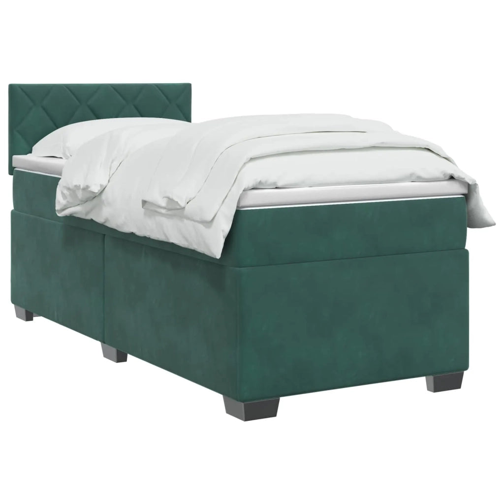 Letto box spring con materasso Verde Scuro 90 x 200 cm Velluto 3450647