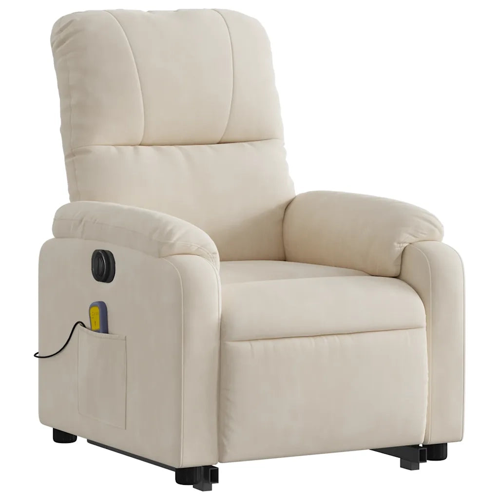 Poltrona a Rialzo Reclinabile Massaggiante Beige in Microfibra 3204955