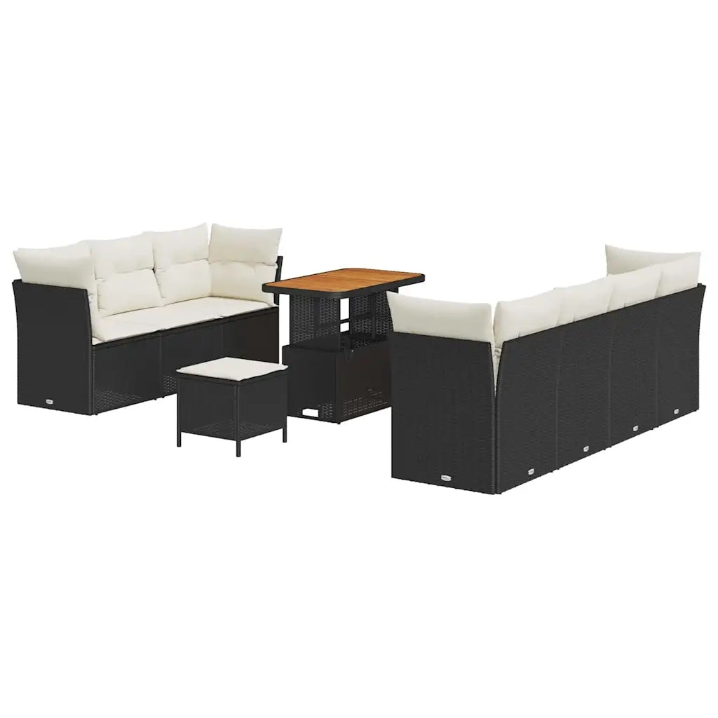 Set Divano da Giardino con cuscino 10 pcs Nero e crema 3363400