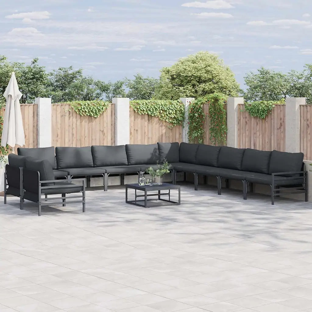 Set Divano da Giardino con cuscino Antracite Acciaio