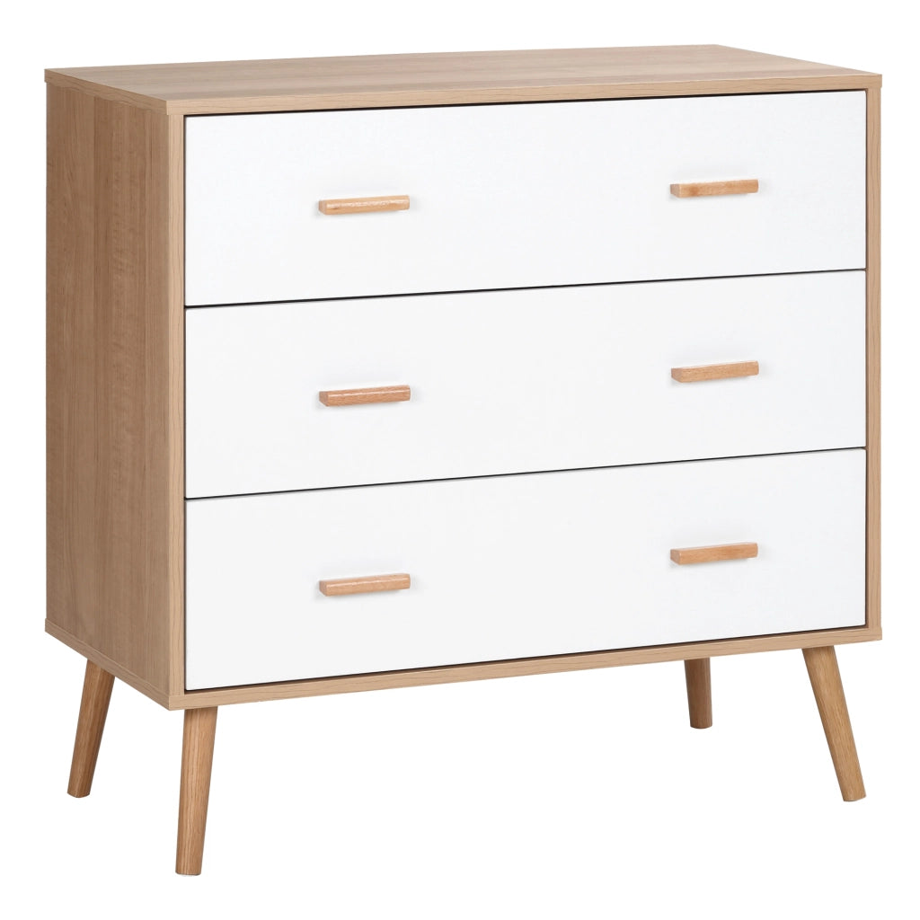 Cassettiera scandinava 3 cassetti ¨C Xylo ¨C legno chiaro bianco design moderno