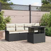 Set Divano da Giardino con cuscino 5 pcs Nero polyrattan 3348183