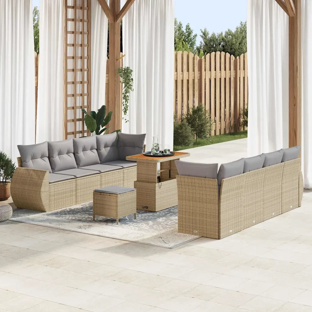 Set Divano da Giardino 11 pcs Beige Poly Rattan 3363802