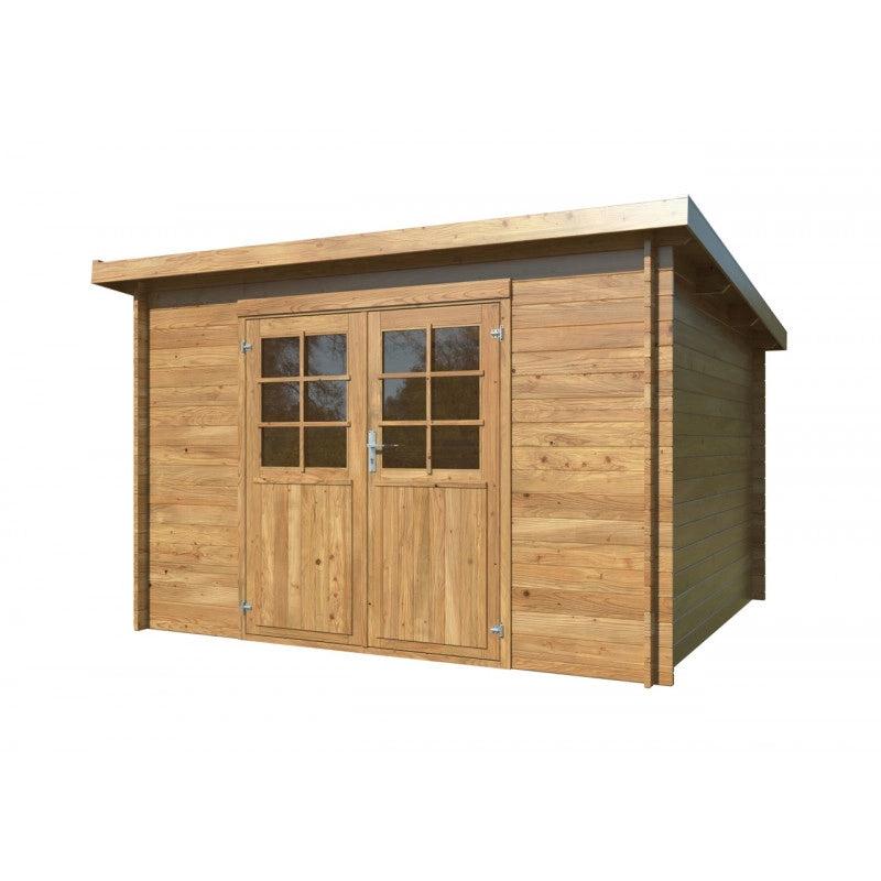 Casetta in legno impregnato Lola A 322x292 cm spessore 28 mm blockhouse con porta doppia