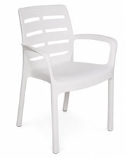 SEDIA IMPILABILE CON BRACCIOLI 'BORNEO' Col. Bianco - PRO GARDEN