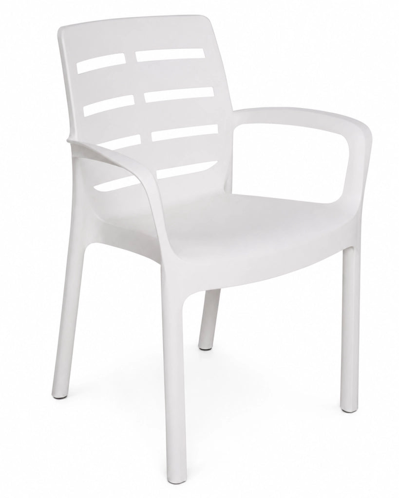 SEDIA IMPILABILE CON BRACCIOLI 'BORNEO' Col. Bianco - PRO GARDEN