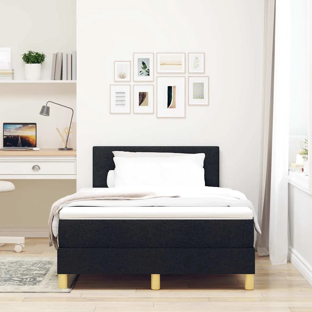 Letto a Sorgente LED con materasso Nero 120 x 200 cm Tessuto