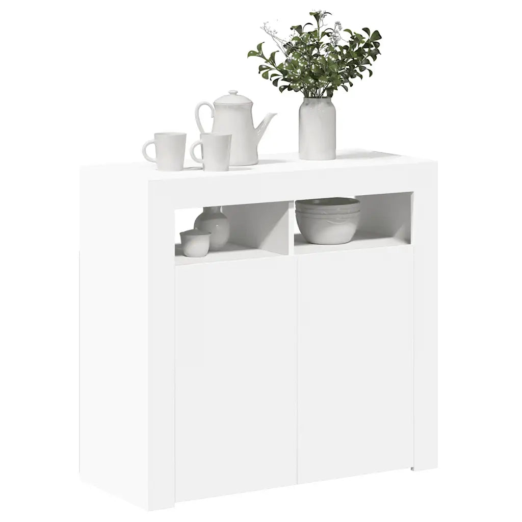 Credenza con Luci -Buffet-Armadio da cucina Bianca 80x35x75 cm