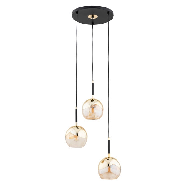 Lampada a sospensione Alfa PRADA nera oro 3xE27 Ø38