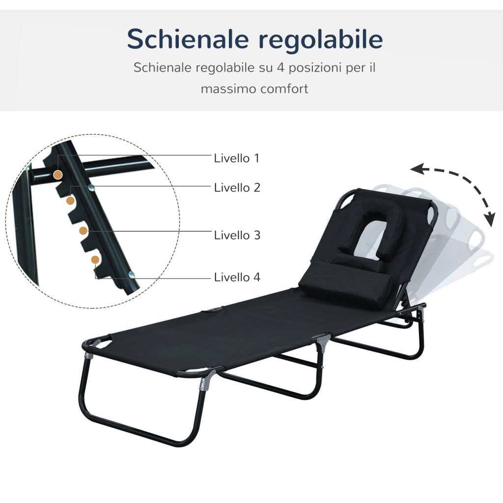 Sdraio Pieghevole Reclinabile ¨C Minimal ¨C Nero
