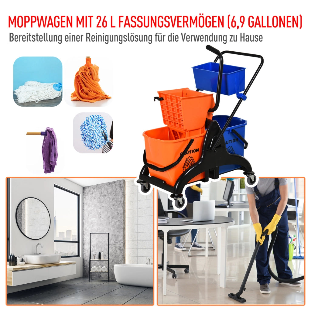 Secchio per lavaggio, rotolabile, 26 litri ¨C Minimal ¨C Arancione, plastica, metallo