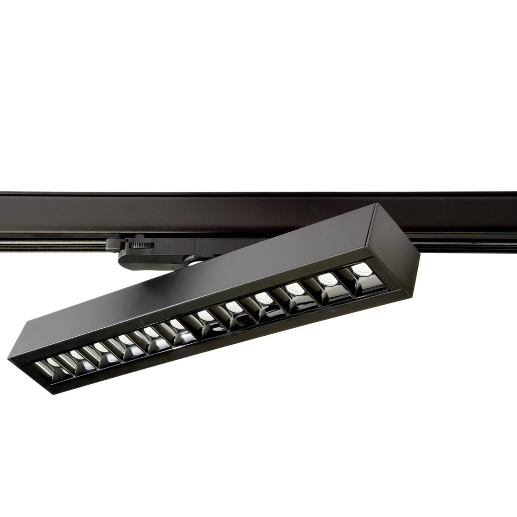 Faretto SPOT track binario trifase LED regolabile da 23W a 32W fascio stretto luce orientabile negozio vetrina 230V NERO 3000K