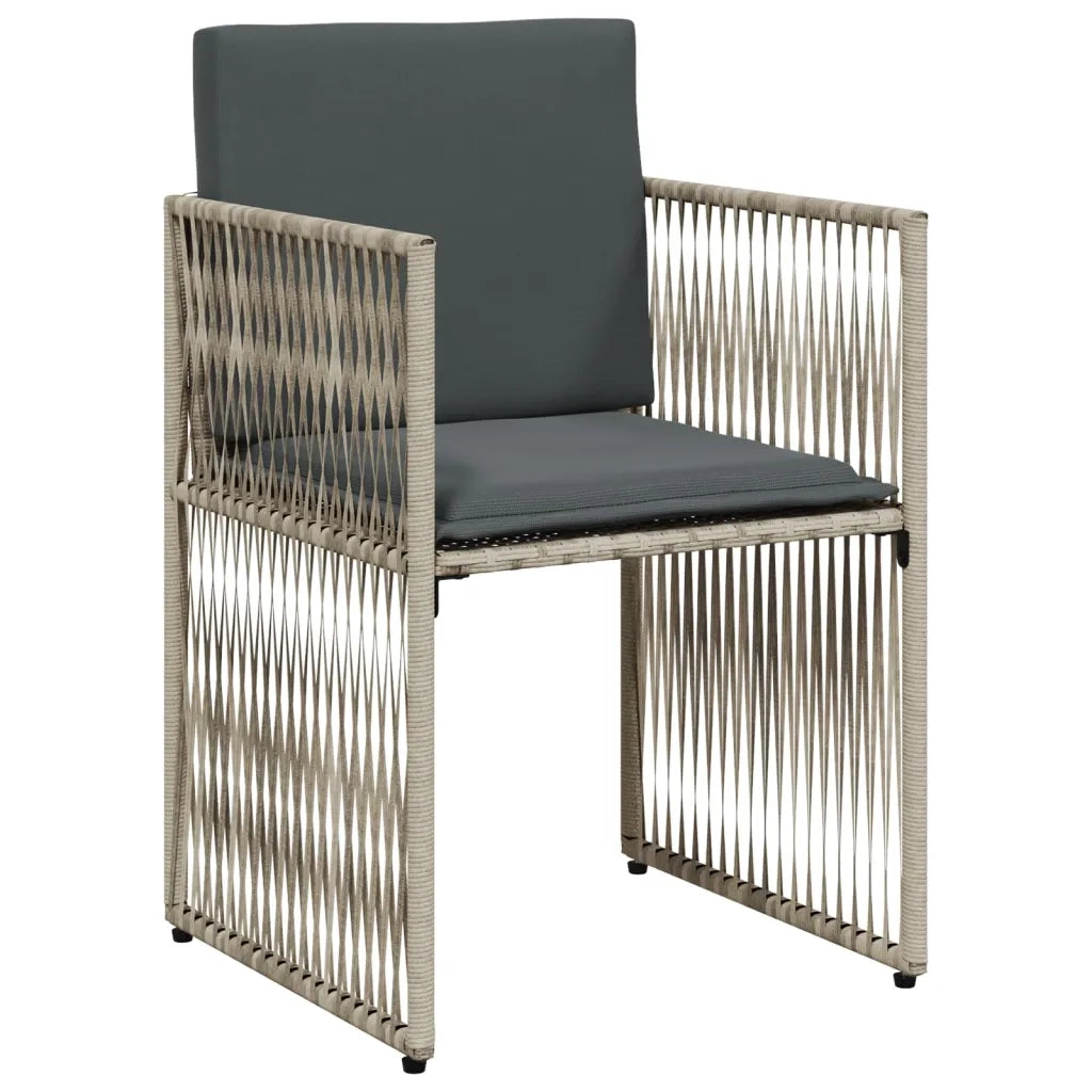 Set da Pranzo da Giardino 7 pz Cuscini Polyrattan Grigio Chiaro 369014