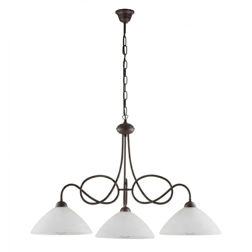 Lampadario Rustico Bistrot 3 Luci Nero e Bianco LuceArt Classic