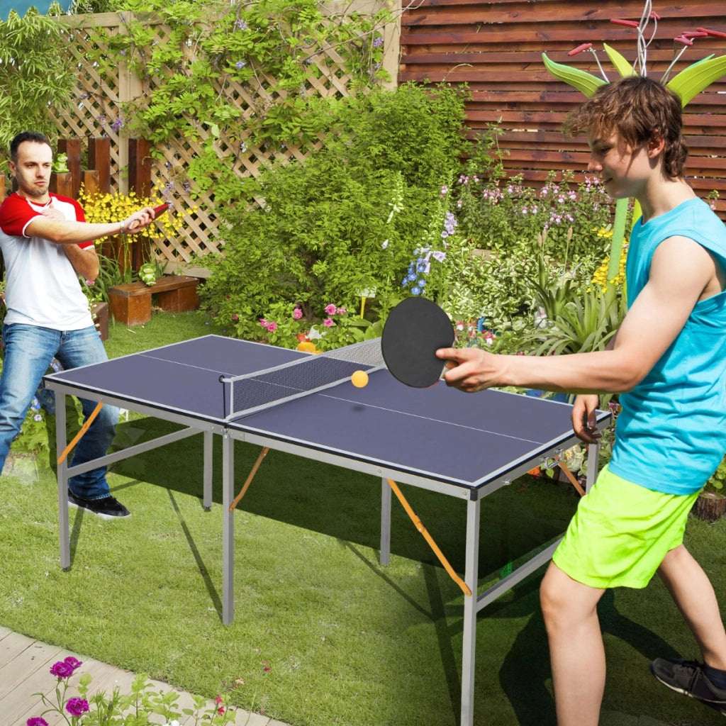 Set da gioco da ping pong portatile per interno ed esterno-Tavolo da ping pong pieghevole con rete e 2 racchette