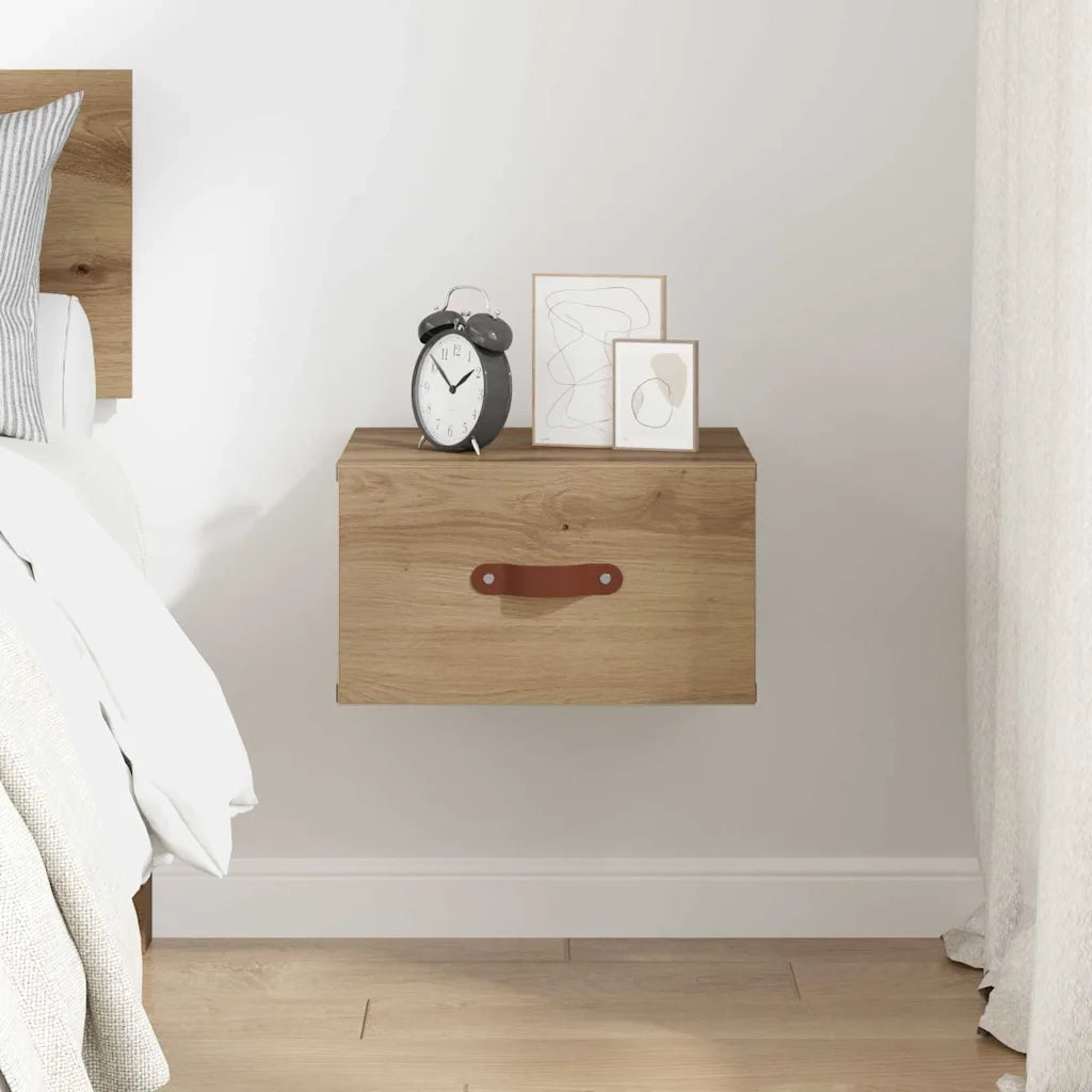 Mobiletto da comodino a parete Rovere artigianale 882336