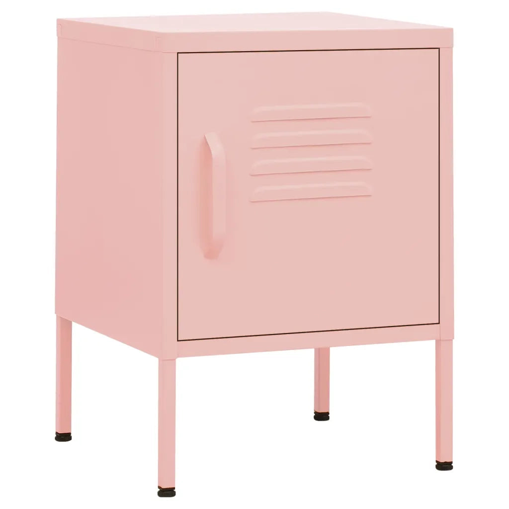 Comodino | Armadio da Notte | Mobiletto da notte Rosa 35x35x51 cm in Acciaio