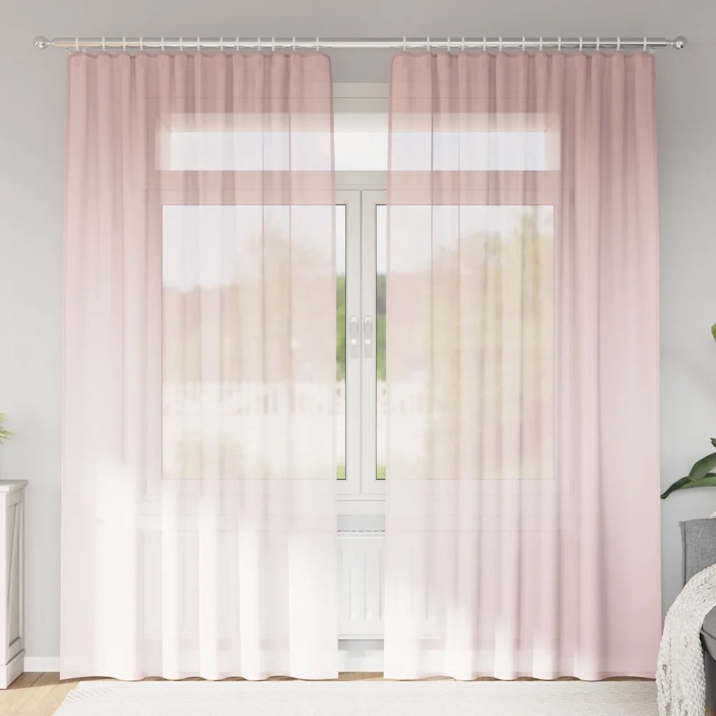Tende in Voile con Tasche per Aste 2 pz Rosa Chiaro 4102189