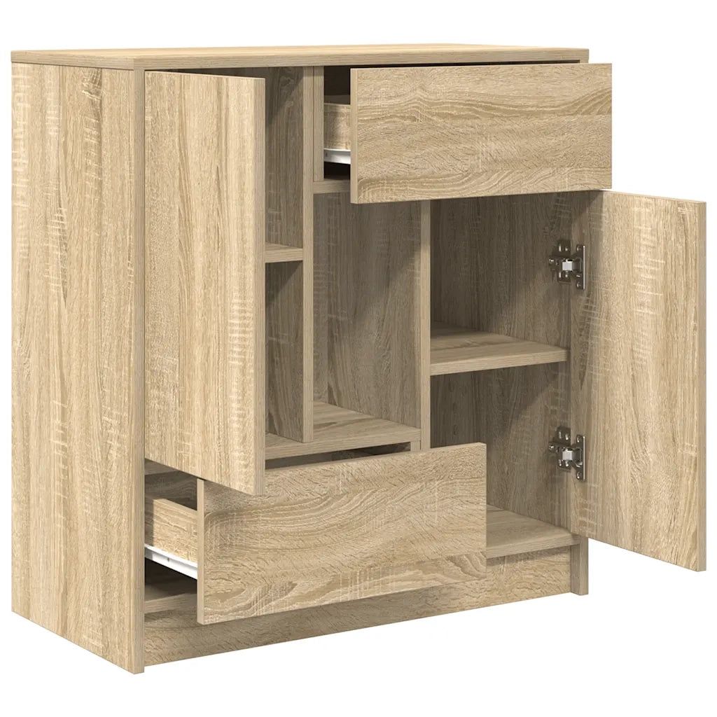 Credenza con Cassetti e Ante-Buffet-Armadio da cucina Rovere Sonoma 70,5x34x74,5 cm