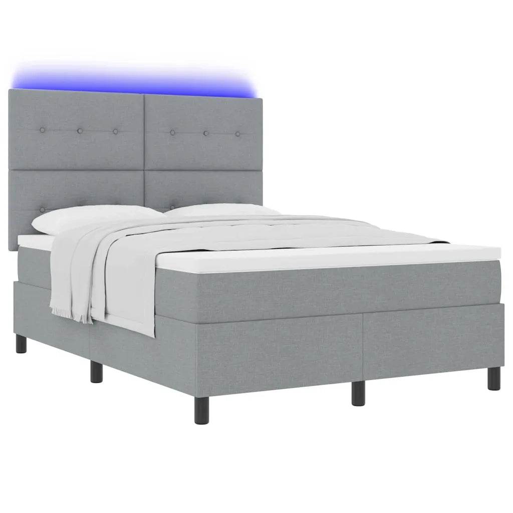 Letto a molle con materasso Grigio chiaro 140 x 200 cm Tessuto
