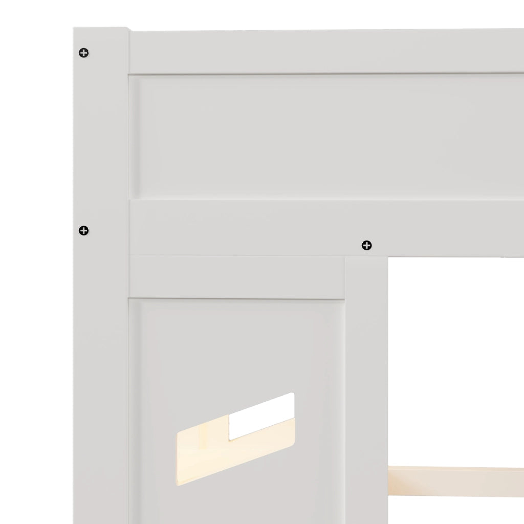 Letto a soppalco 90x200 cm con scrivania, LED, USB e Type-C, 2 cassetti, bianco