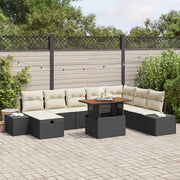 Set Divano da Giardino con archiviazione 9 pcs Nero Poly Rattan 3361397