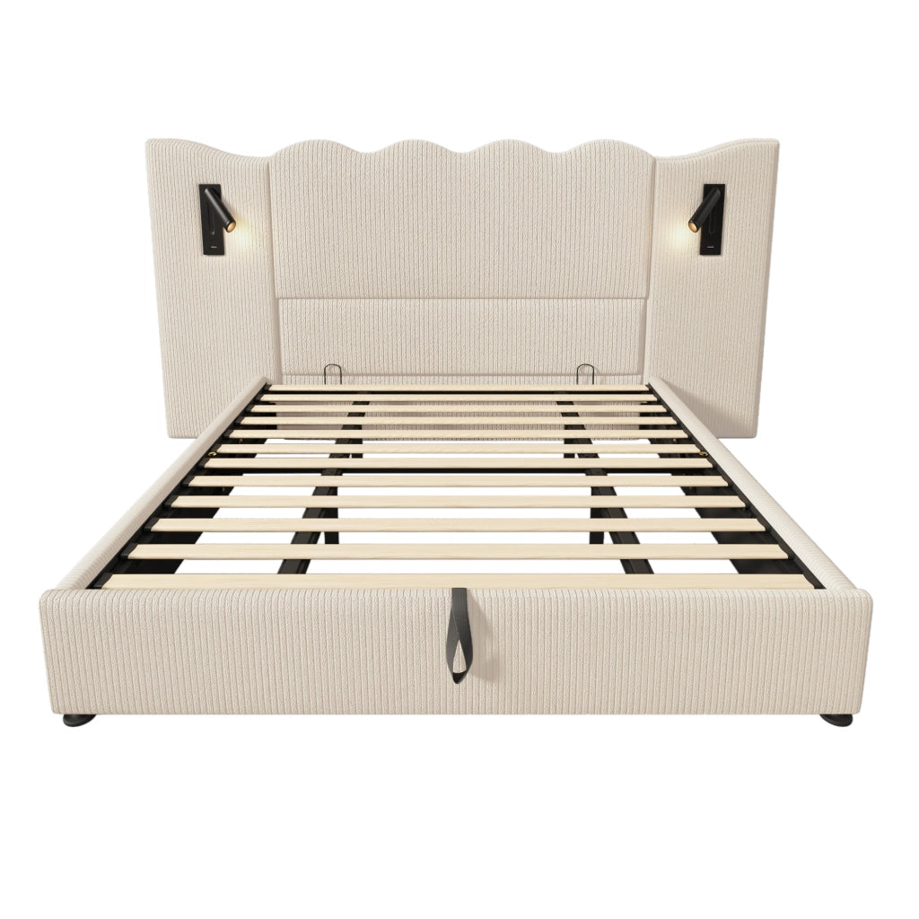 letto imbottito corda beige 180x200 cm