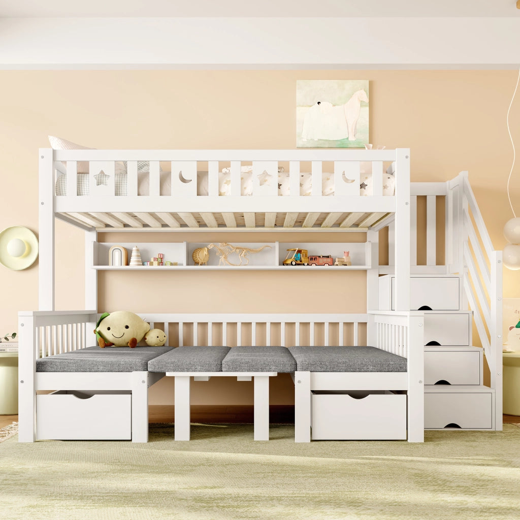 LETTO A CASTELLO multifunzionale 90x200 cm con scrivania, bianco