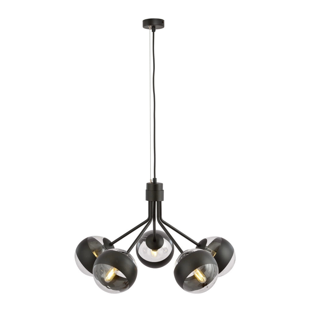 Lampadario Emibig Nova 5 nero/trasparente 5xE14 dimmerabile