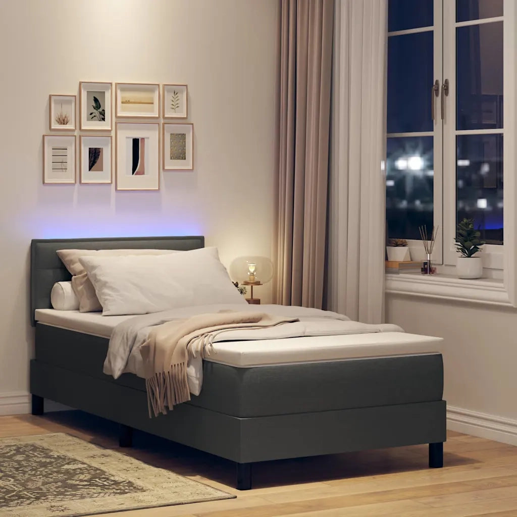 Letto a molle con materasso Grigio scuro 90 x 200 cm Tessuto