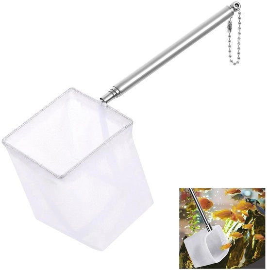 Reti per acquario con maniglia in acciaio inossidabile - Nylon fine tessuto - Maniglia in acciaio inossidabile - Per acquario/vivarium - Ideale per piccoli pesci/gambette - Reti per acquario con maniglia in acciaio inossidabile