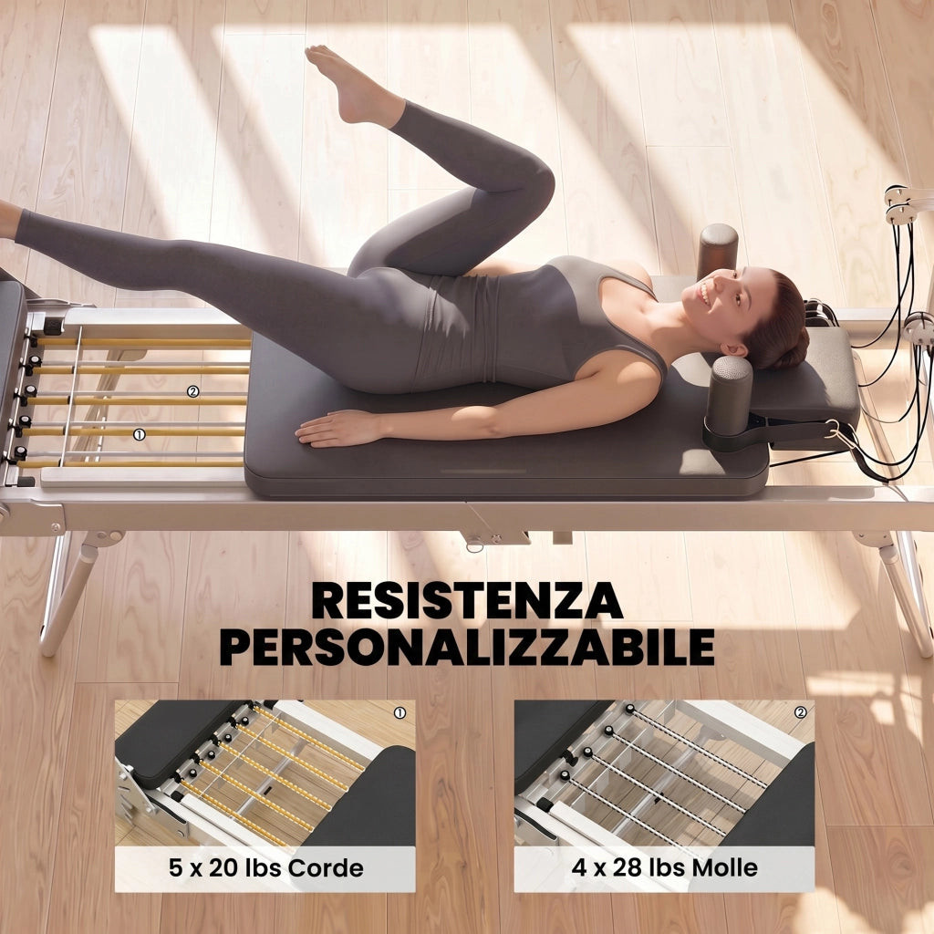 Letto Pilates Pieghevole con Elastici ¨C Zephmum ¨C Grigio