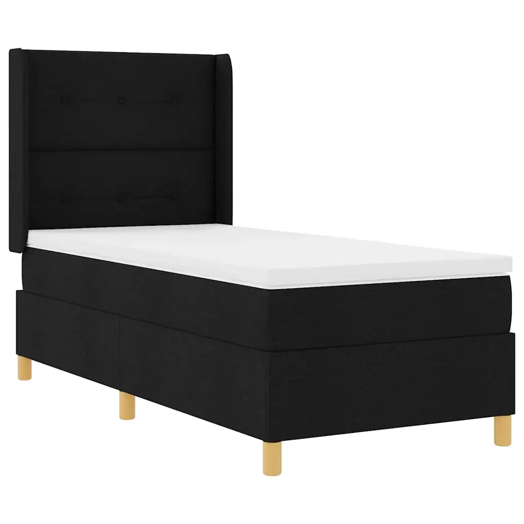 Letto a molle con materasso Nero 90 x 200 cm Tessuto