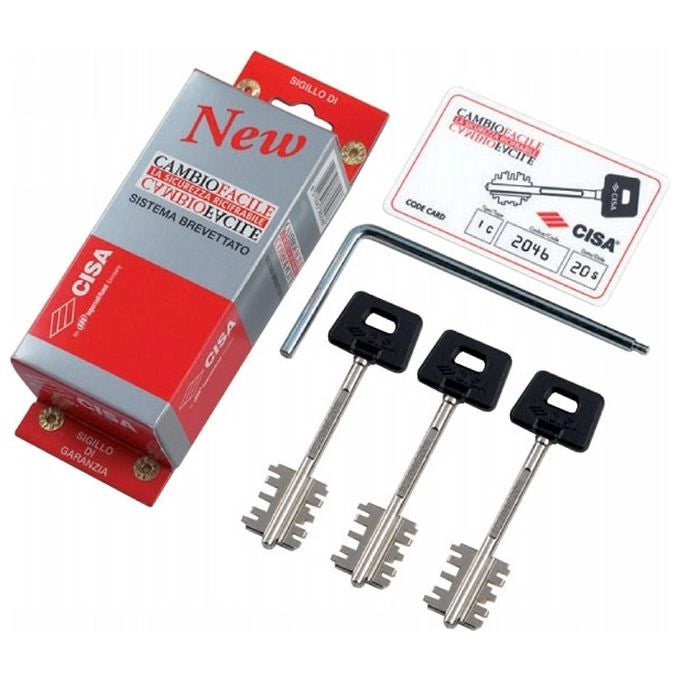Cisa 06520 New Cambio Facile Kit 3 Chiavi Corte Ricifrabili Doppia Mappa con Attrezzo di Cambio